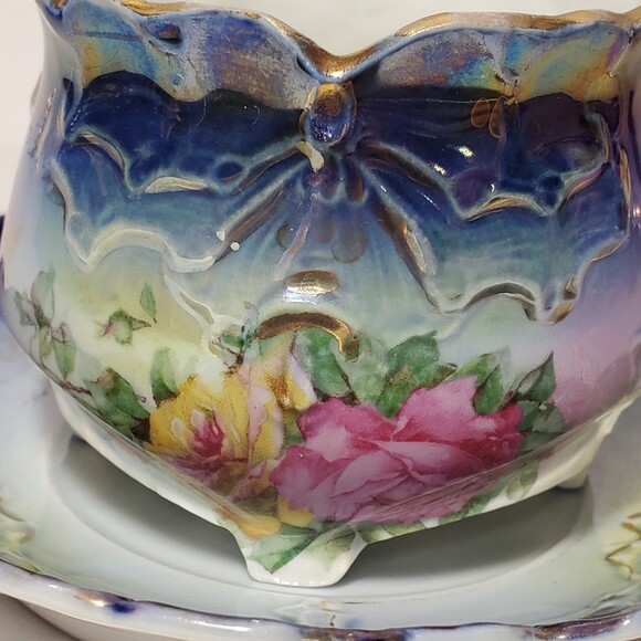 Royal Thuringia Teacup and Saucer Blue Floral - Picture 3 of 12